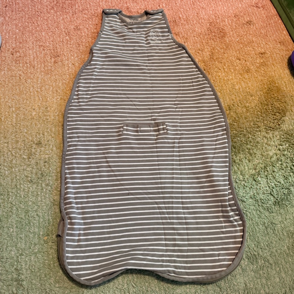 Woolino Gray Striped Wool Sleep Sack Size 2-24 months